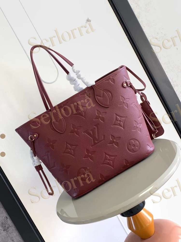 LOUIS VUITTON NEVERFULL MM MONOGRAM EMPREINTE LEATHER TOTE BAG
