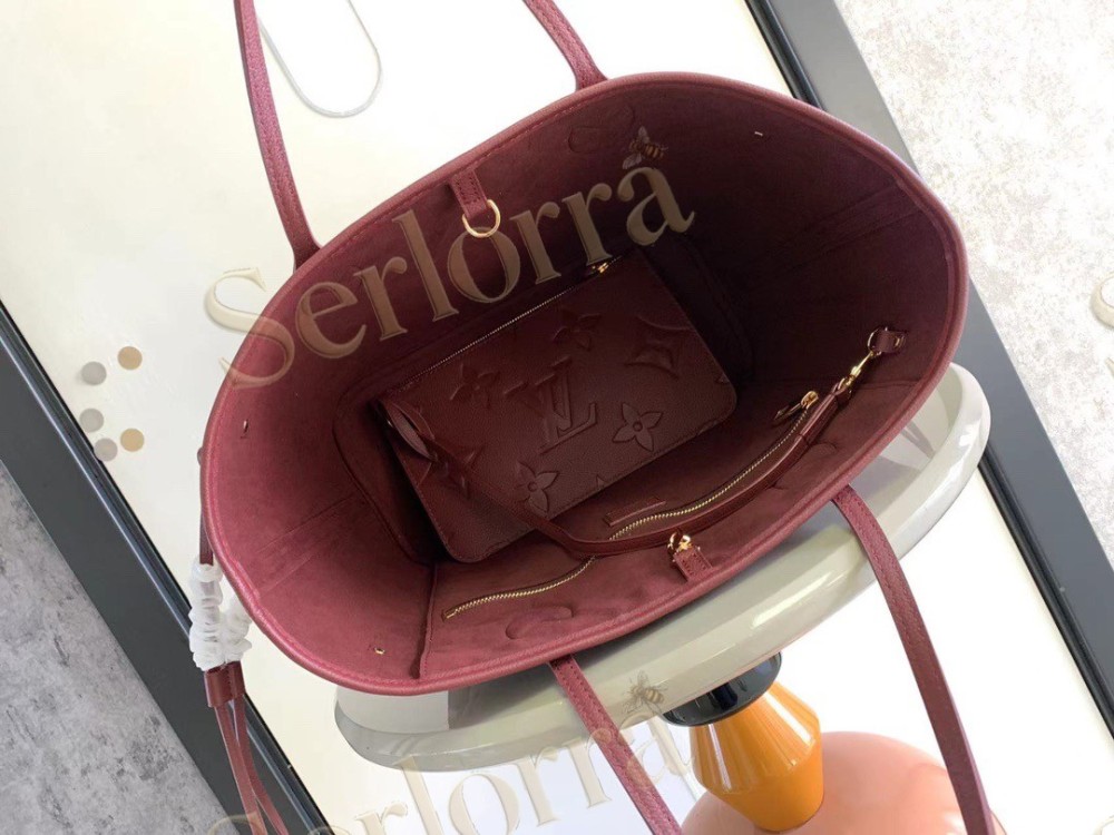 LOUIS VUITTON NEVERFULL MM MONOGRAM EMPREINTE LEATHER TOTE BAG