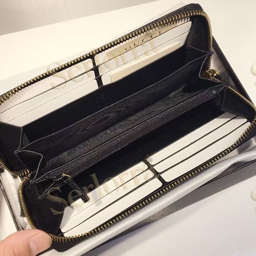 GUCCI BI-COLOR GG MARMONT ZIP AROUND WALLET