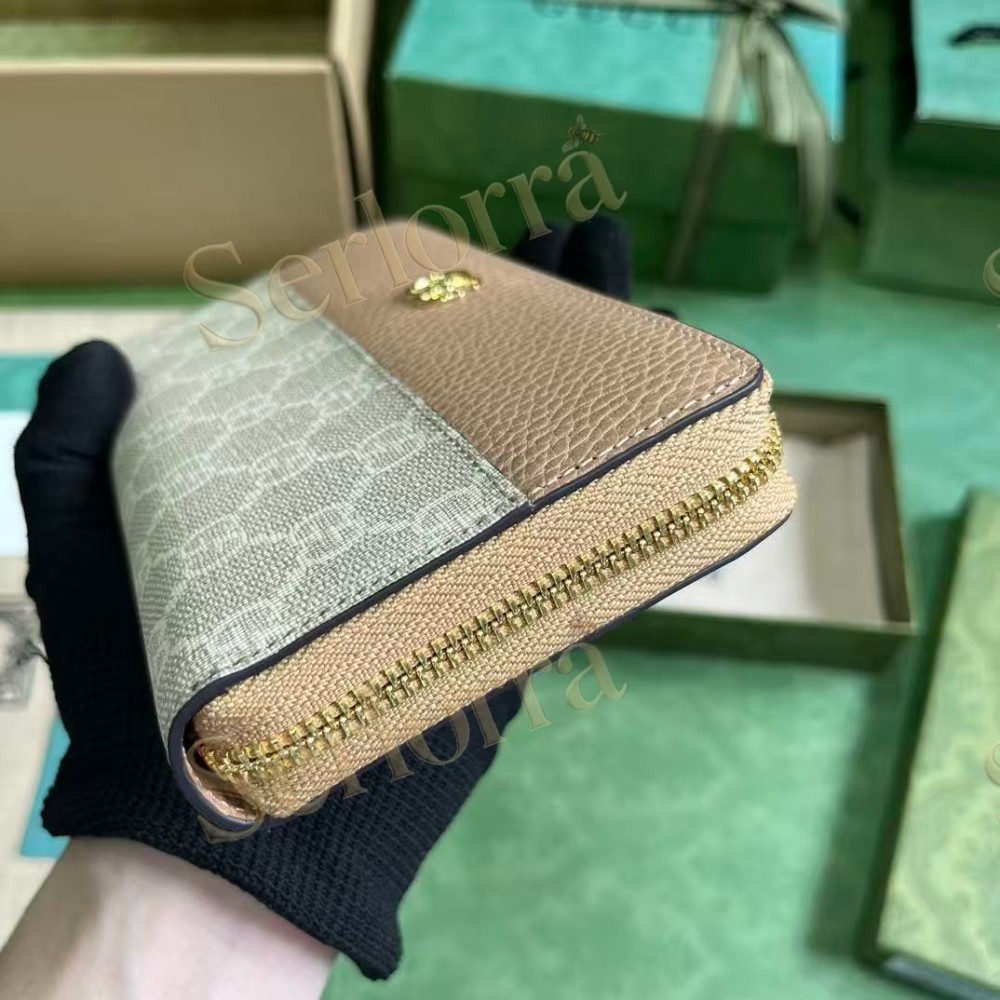 GUCCI BI-COLOR GG MARMONT ZIP AROUND WALLET