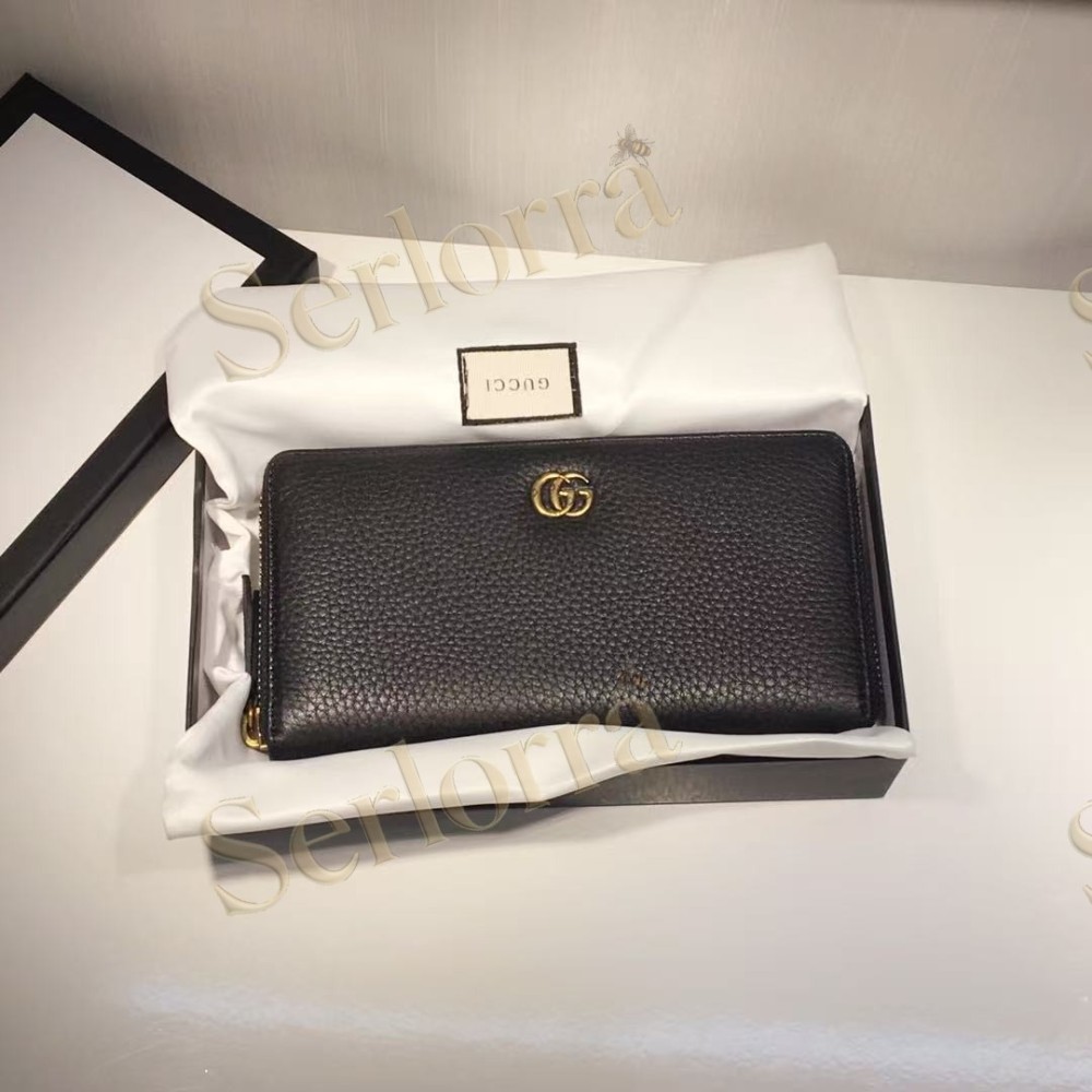 GUCCI BI-COLOR GG MARMONT ZIP AROUND WALLET