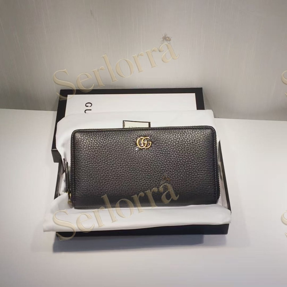 GUCCI BI-COLOR GG MARMONT ZIP AROUND WALLET