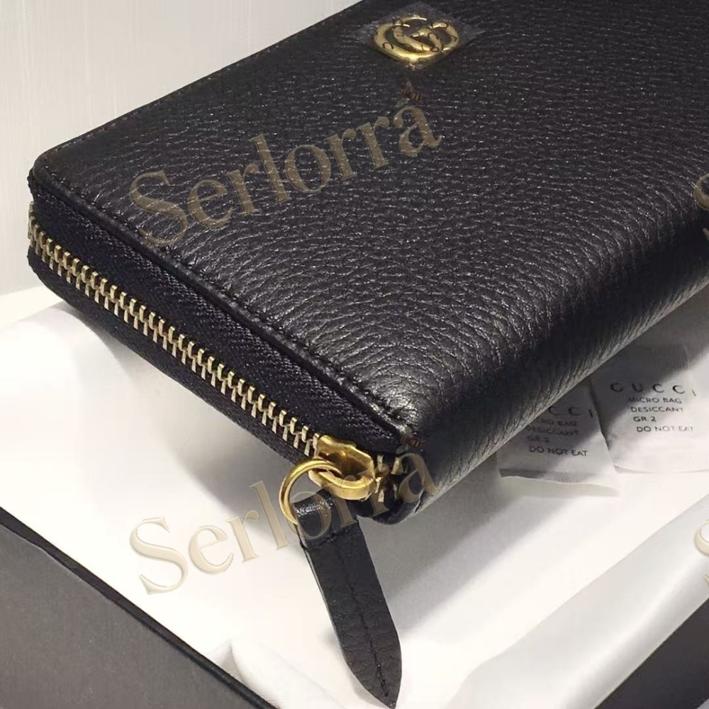 GUCCI BI-COLOR GG MARMONT ZIP AROUND WALLET
