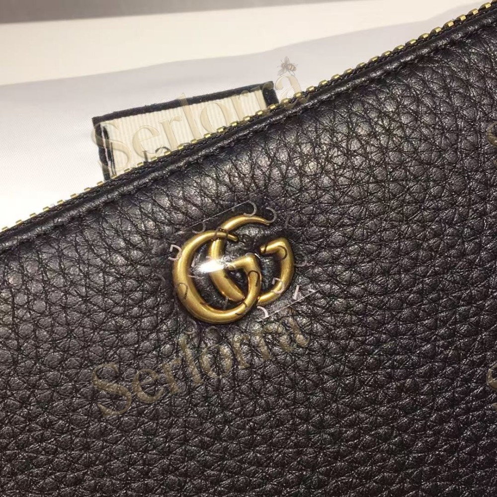 GUCCI BI-COLOR GG MARMONT ZIP AROUND WALLET