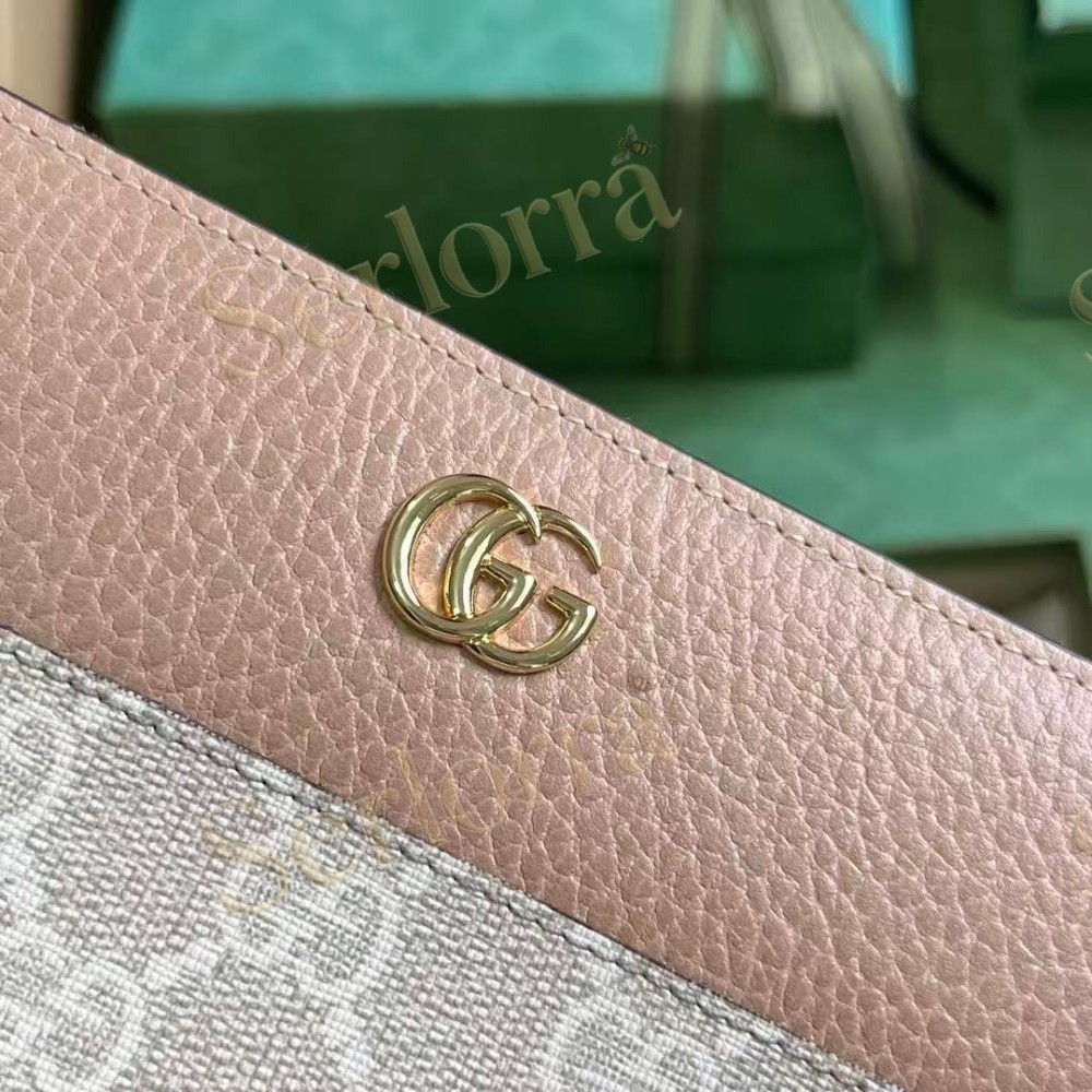 GUCCI BI-COLOR GG MARMONT ZIP AROUND WALLET