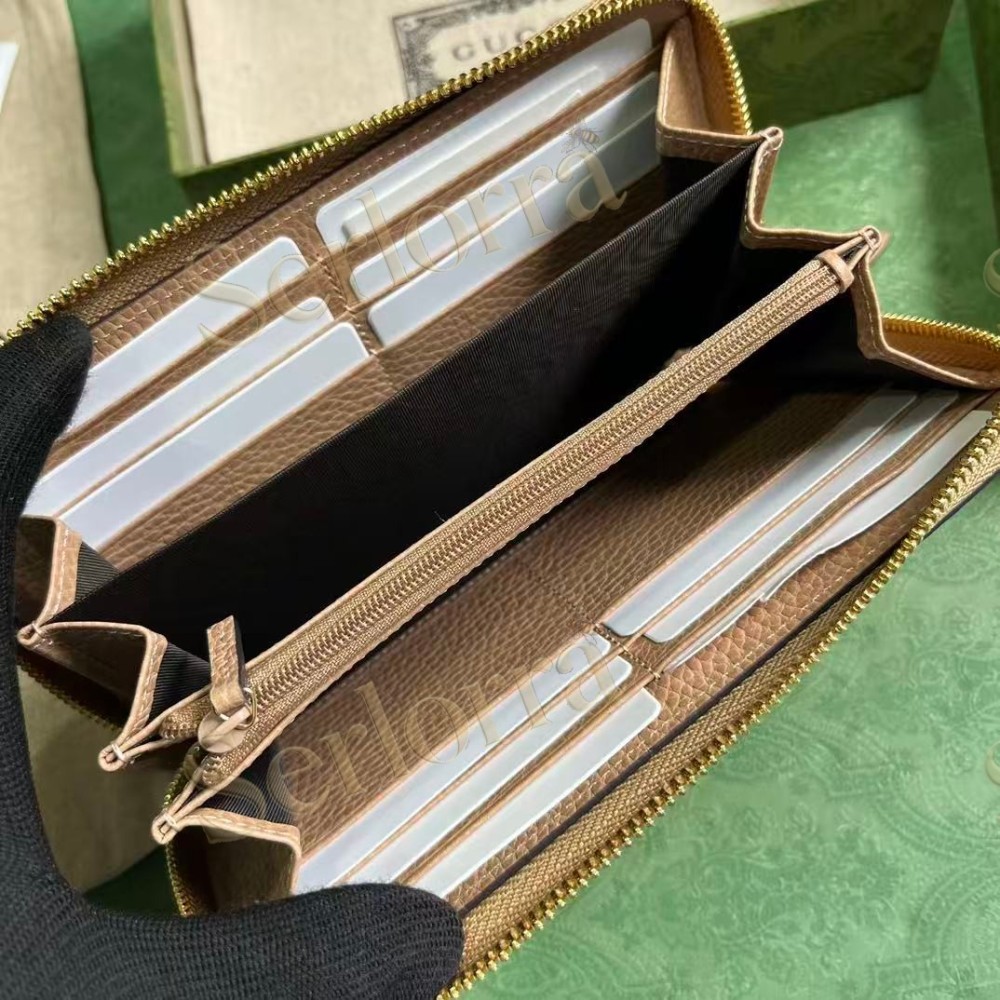 GUCCI BI-COLOR GG MARMONT ZIP AROUND WALLET