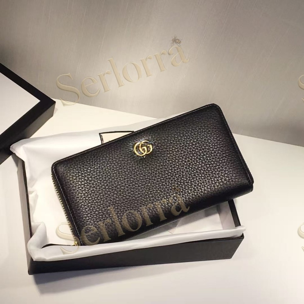 GUCCI BI-COLOR GG MARMONT ZIP AROUND WALLET