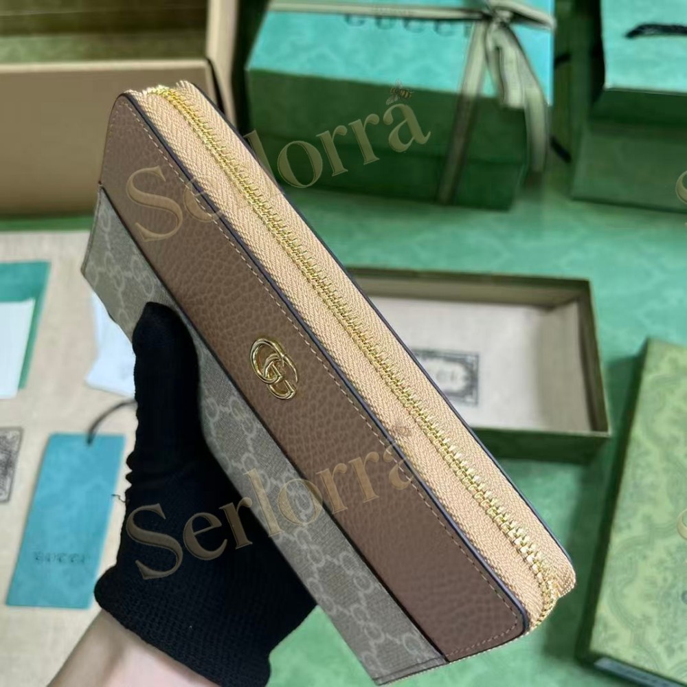 GUCCI BI-COLOR GG MARMONT ZIP AROUND WALLET