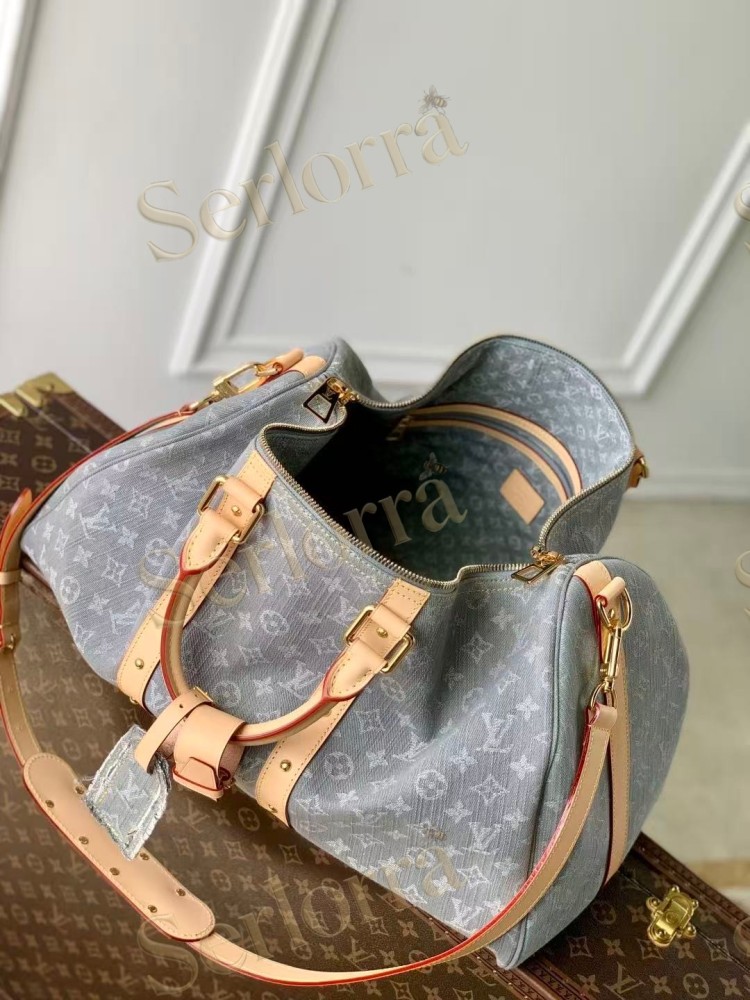 LOUIS VUITTON DENIM KEEPALL BANDOULIÈRE 45