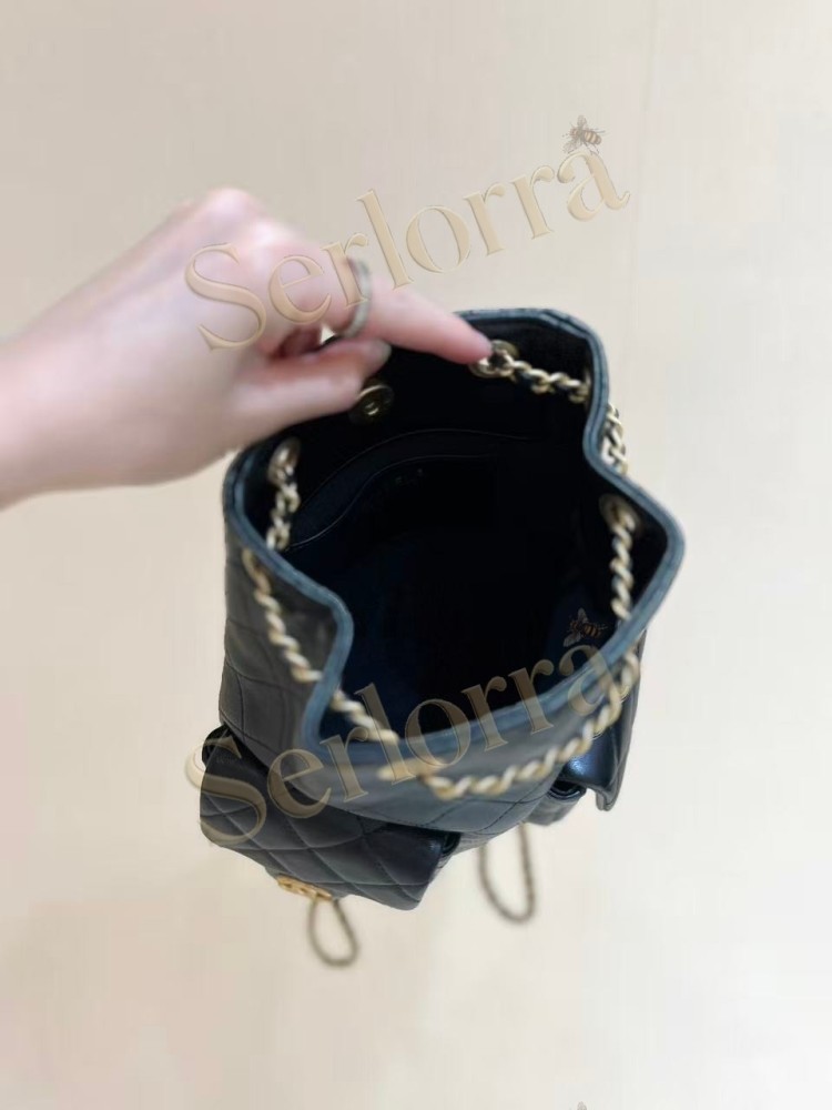 CHANEL MASTER BLACK BACKPACK SHINY LAMBSKIN & GOLD-TONE METAL