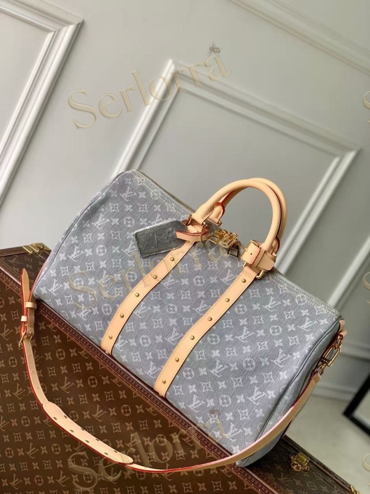 LOUIS VUITTON DENIM KEEPALL BANDOULIÈRE 45