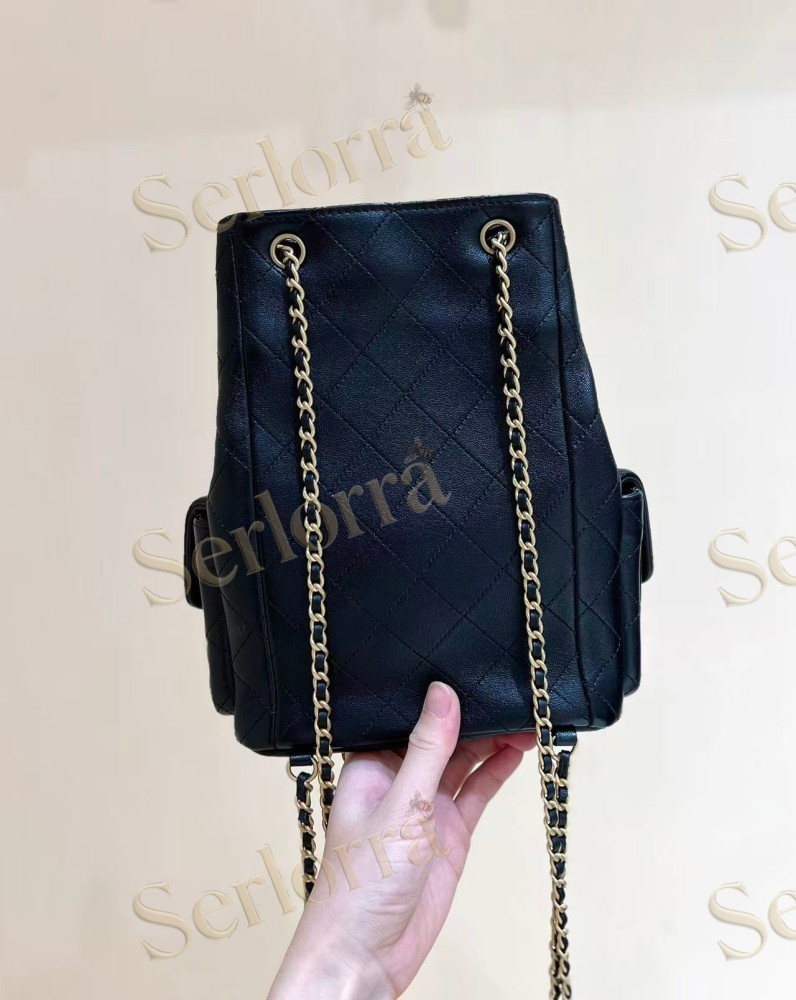 CHANEL MASTER BLACK BACKPACK SHINY LAMBSKIN & GOLD-TONE METAL
