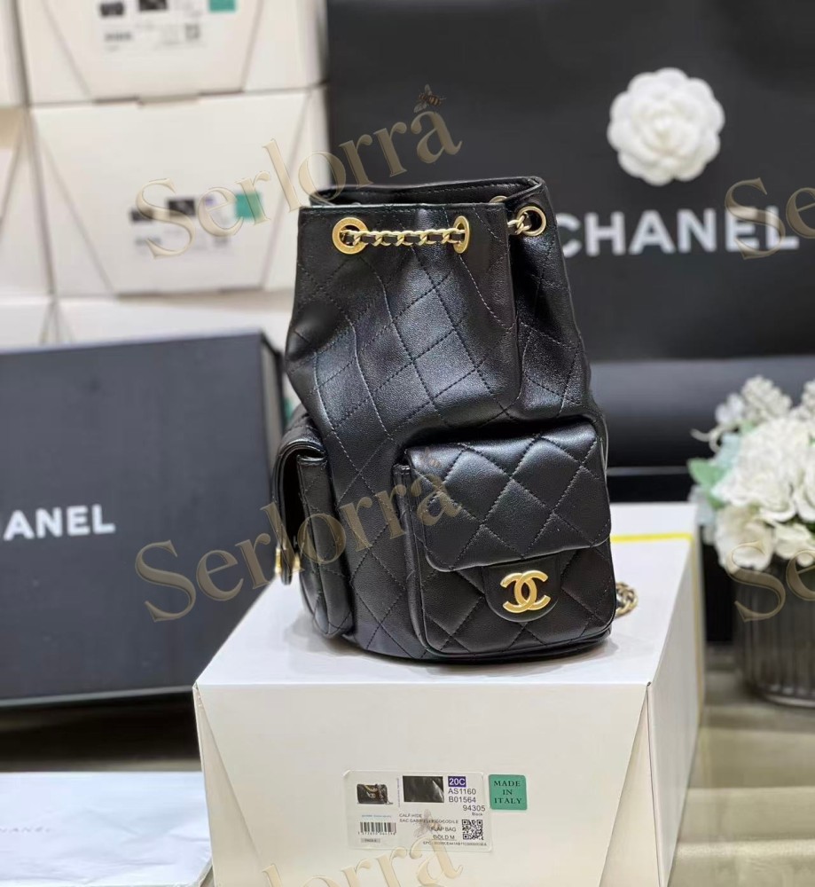 CHANEL MASTER BLACK BACKPACK SHINY LAMBSKIN & GOLD-TONE METAL