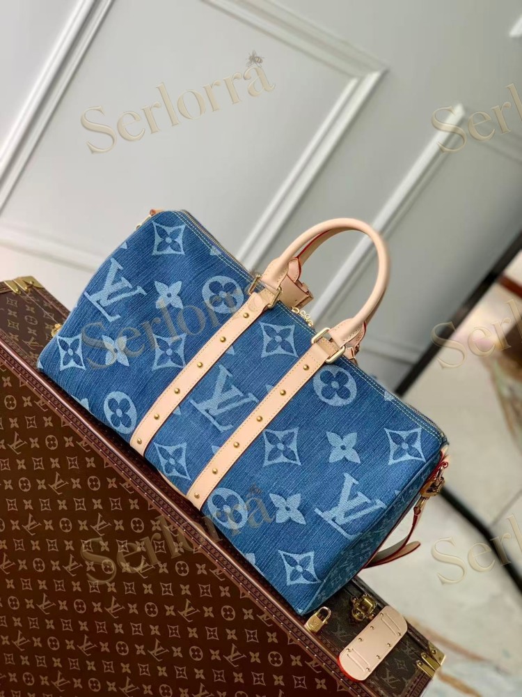 LOUIS VUITTON DENIM KEEPALL BANDOULIERE 50