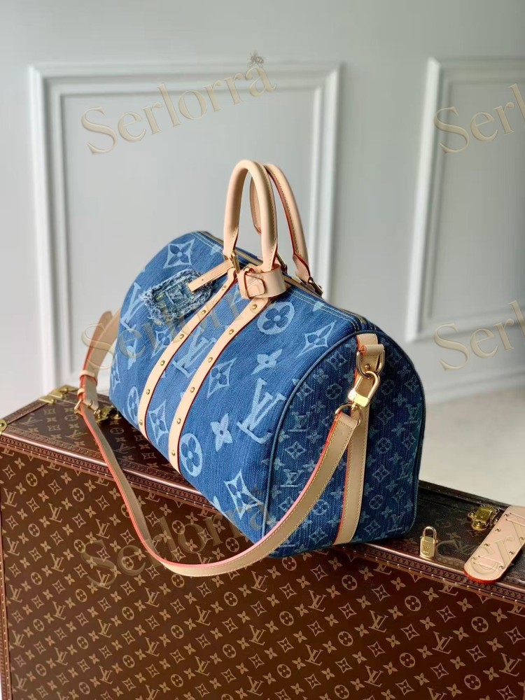 LOUIS VUITTON DENIM KEEPALL BANDOULIERE 50