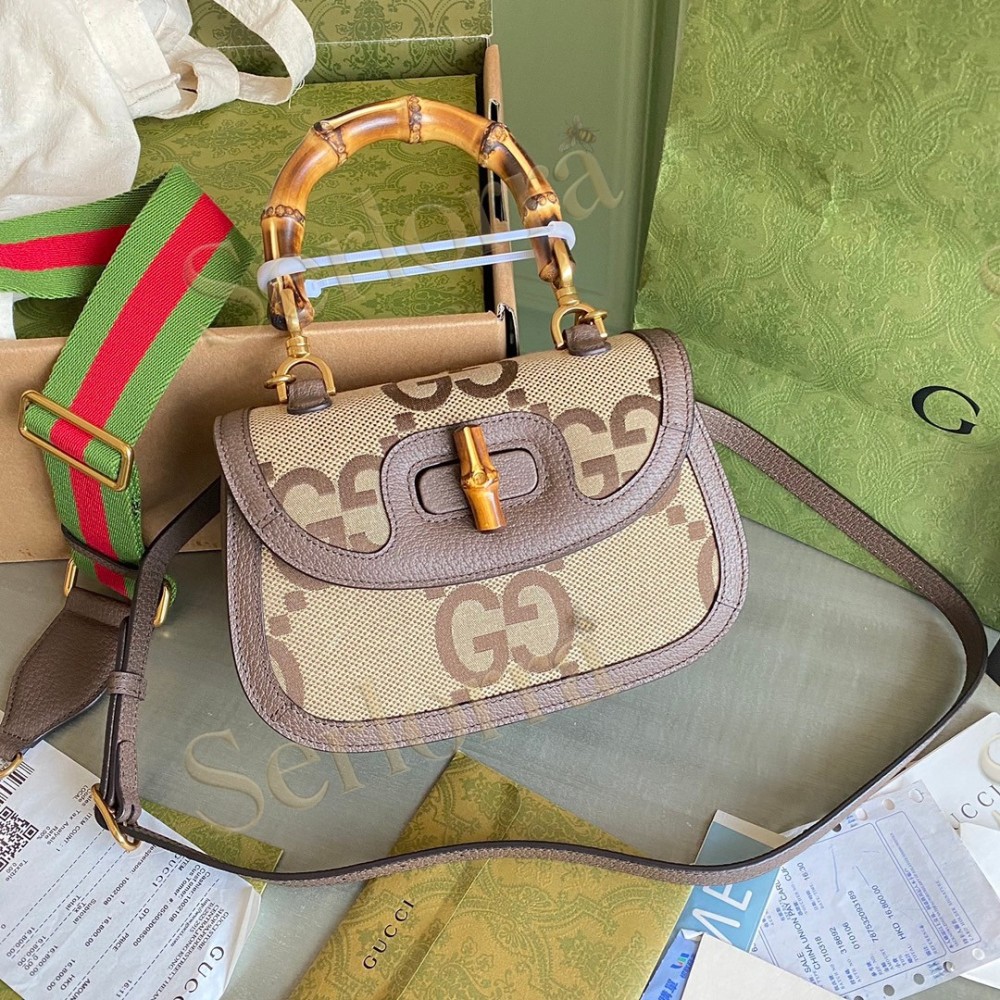 GUCCI BAMBOO 1947 JUMBO SMALL TOP HANDLE BAG