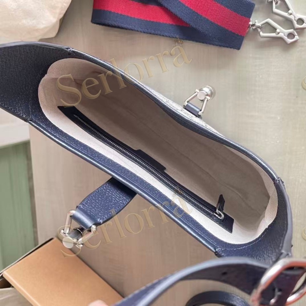 GUCCI JACKIE 1961 GG SMALL SHOULDER BAG BEIGE AND BLUE