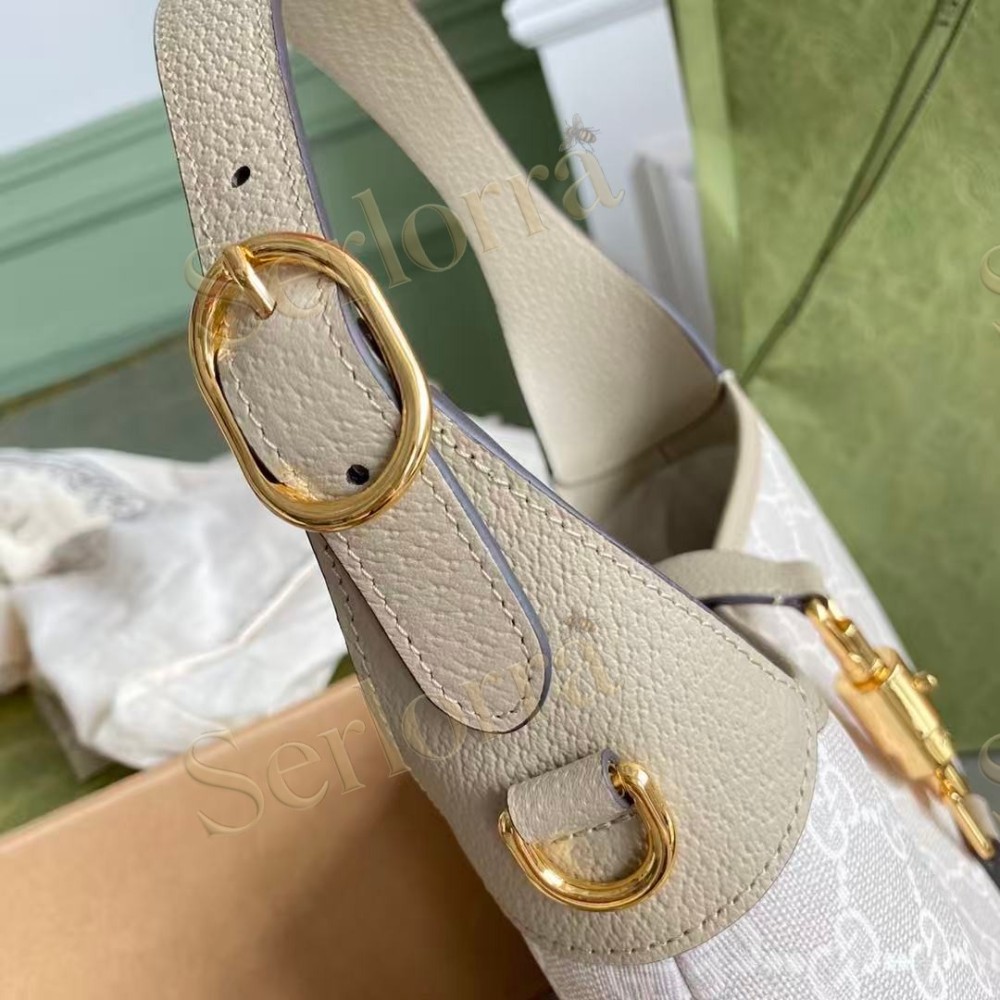 GUCCI JACKIE 1961 GG SMALL SHOULDER BAG BEIGE AND BLUE