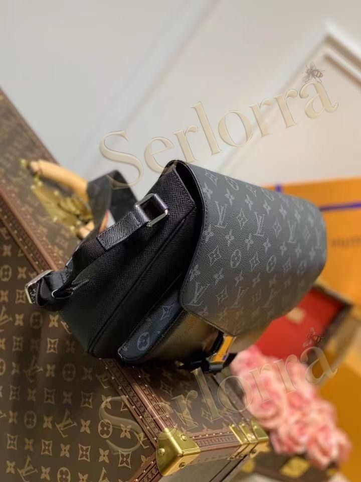LOUIS VUITTON SHOULDER BAG BLACK GREY TAIGA RAMA MONOGRAM ECLIPSE