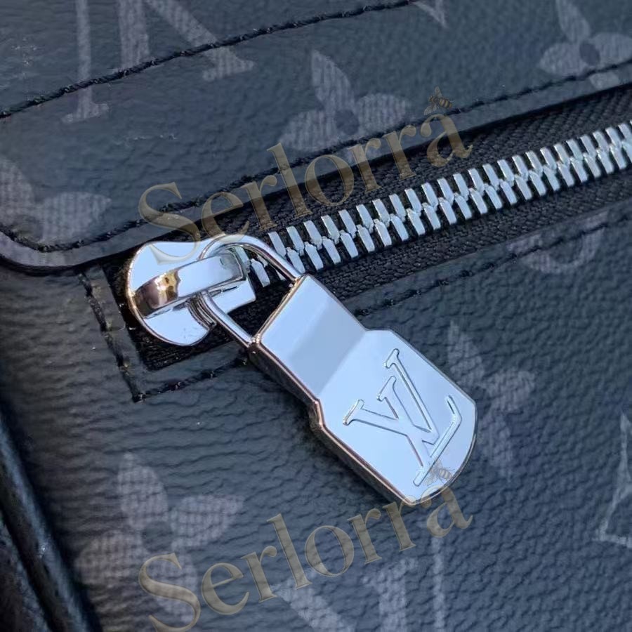 LOUIS VUITTON SHOULDER BAG BLACK GREY TAIGA RAMA MONOGRAM ECLIPSE
