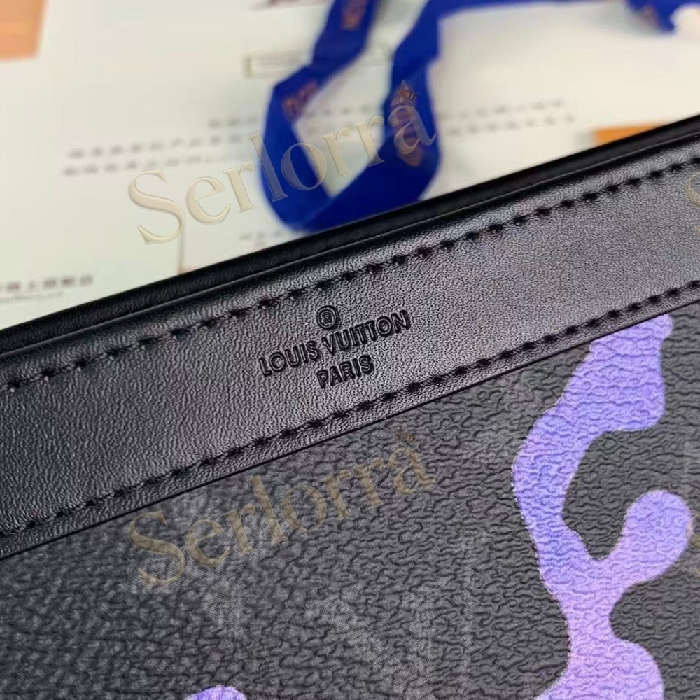 LOUIS VUITTON MONOGRAM ECLIPSE SUNRISE ROOM WITH A VIEW GASTON WEARABLE WALLET BLUE PURPLE