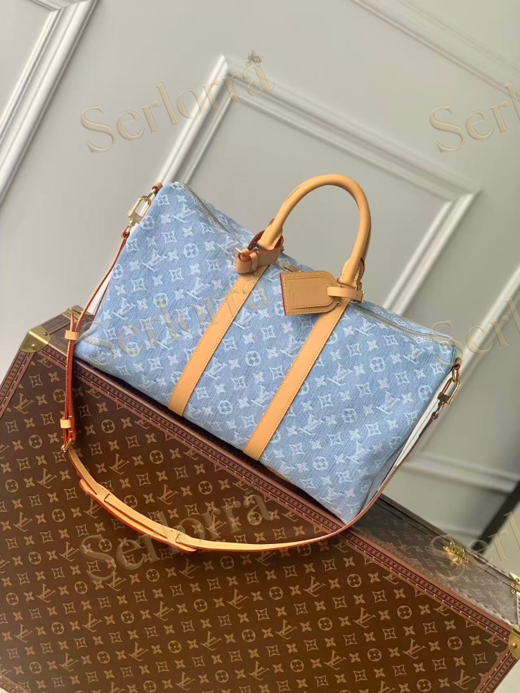 LOUIS VUITTON DENIM KEEPALL BANDOULIÈRE 45