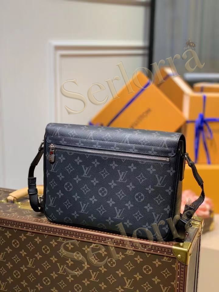 LOUIS VUITTON SHOULDER BAG BLACK GREY TAIGA RAMA MONOGRAM ECLIPSE