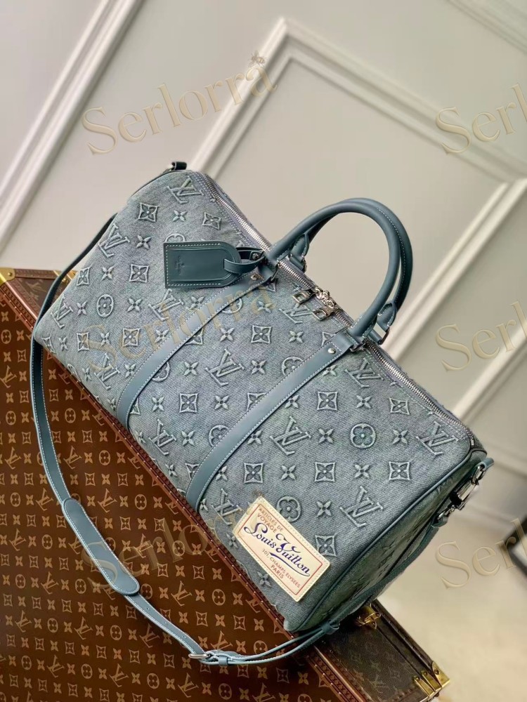 LOUIS VUITTON DENIM KEEPALL BANDOULIÈRE 50