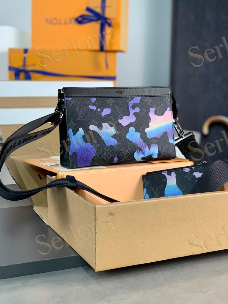 LOUIS VUITTON MONOGRAM ECLIPSE SUNRISE ROOM WITH A VIEW GASTON WEARABLE WALLET BLUE PURPLE