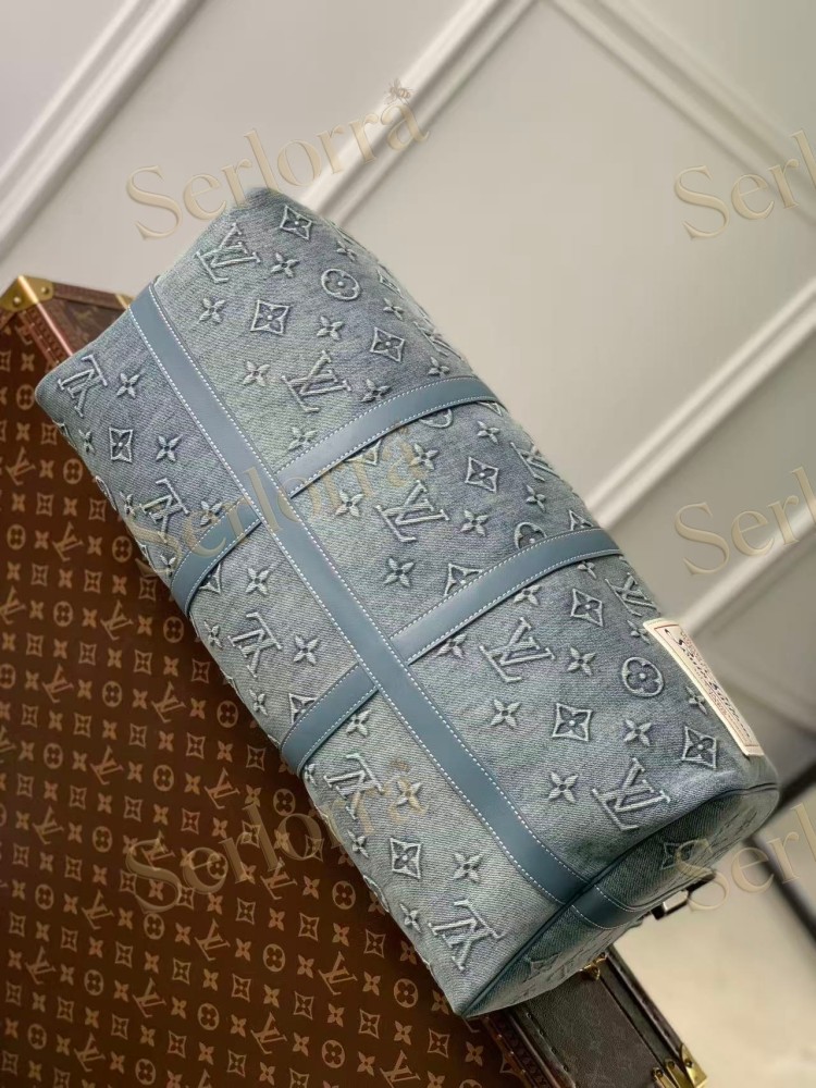 LOUIS VUITTON DENIM KEEPALL BANDOULIÈRE 50