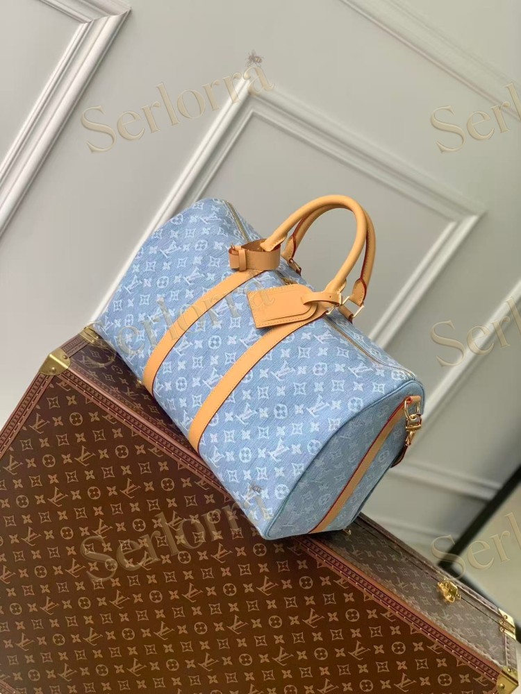 LOUIS VUITTON DENIM KEEPALL BANDOULIÈRE 45