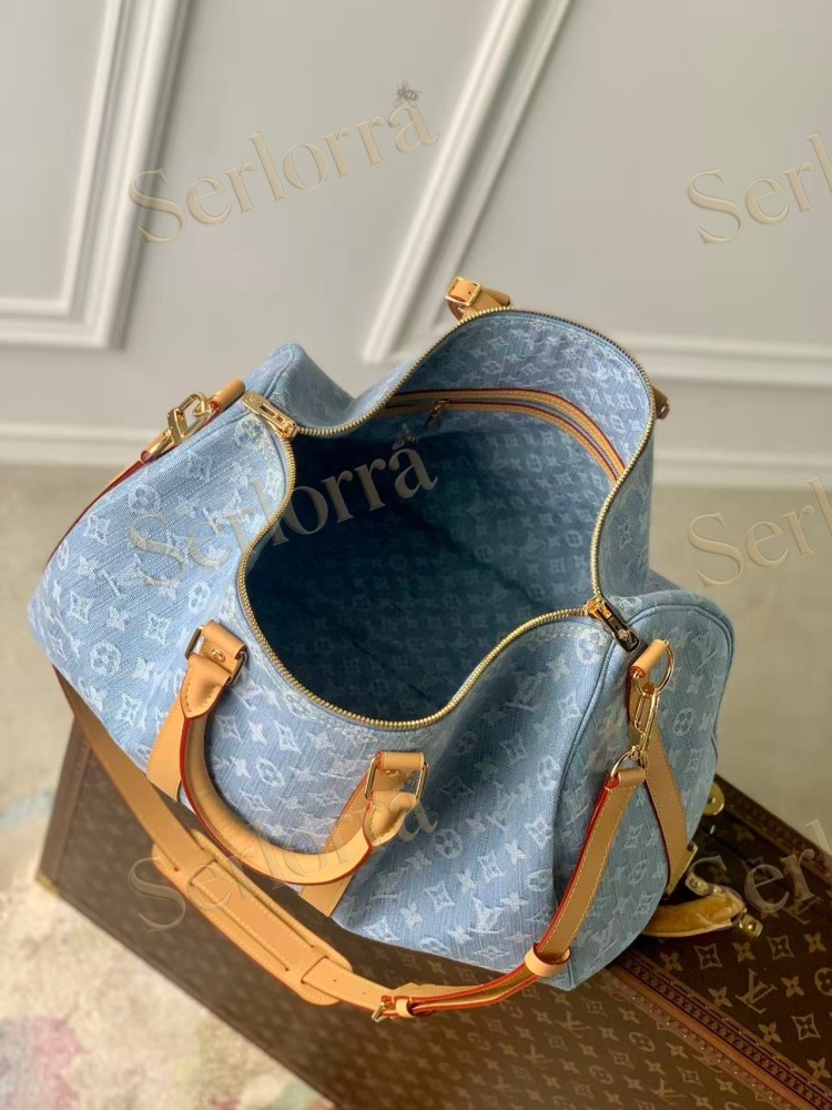 LOUIS VUITTON DENIM KEEPALL BANDOULIÈRE 45