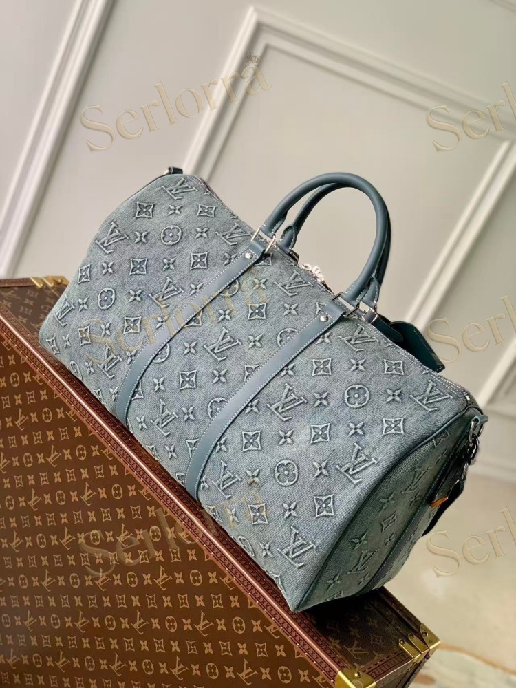 LOUIS VUITTON DENIM KEEPALL BANDOULIÈRE 50