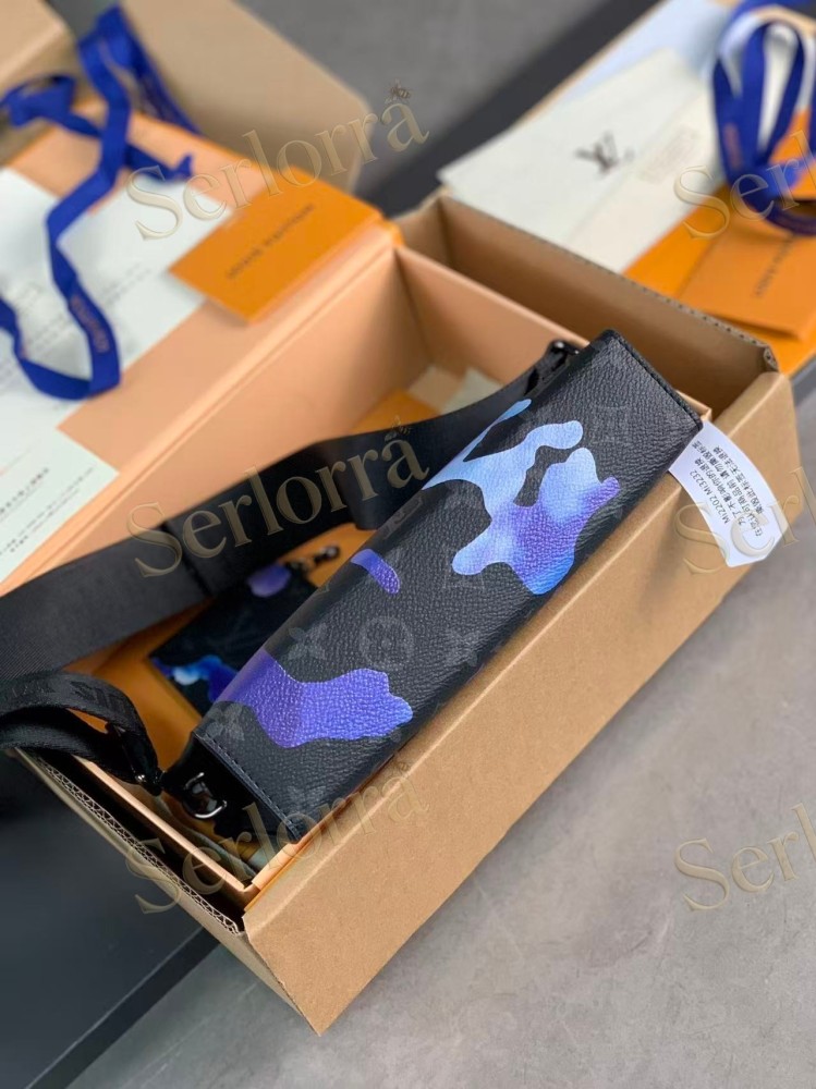 LOUIS VUITTON MONOGRAM ECLIPSE SUNRISE ROOM WITH A VIEW GASTON WEARABLE WALLET BLUE PURPLE