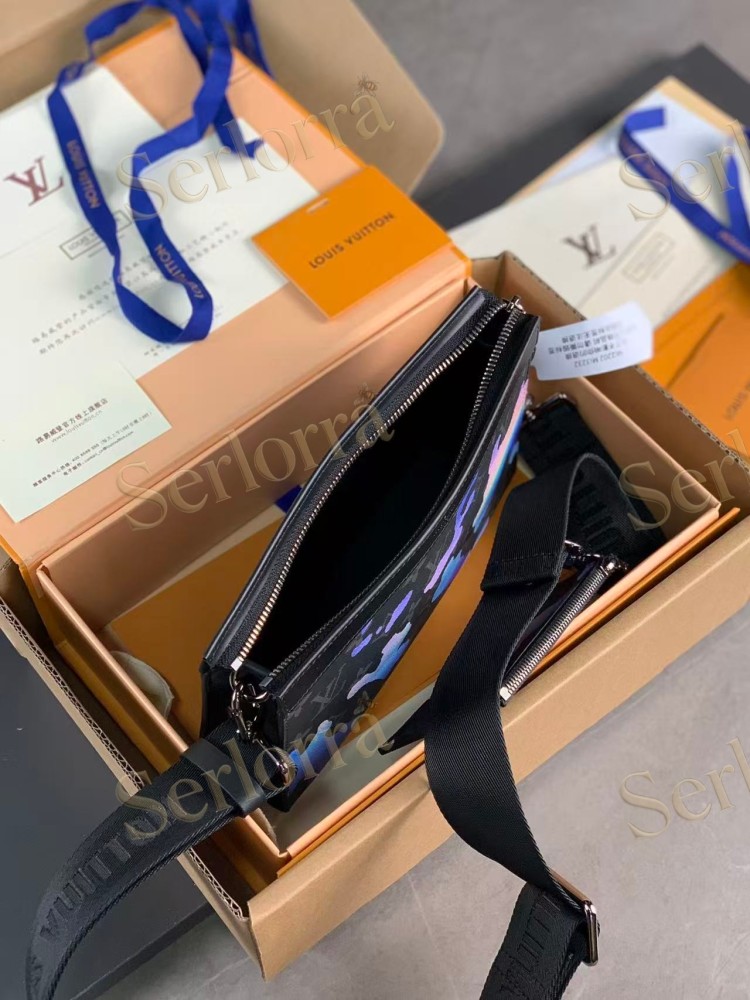 LOUIS VUITTON MONOGRAM ECLIPSE SUNRISE ROOM WITH A VIEW GASTON WEARABLE WALLET BLUE PURPLE