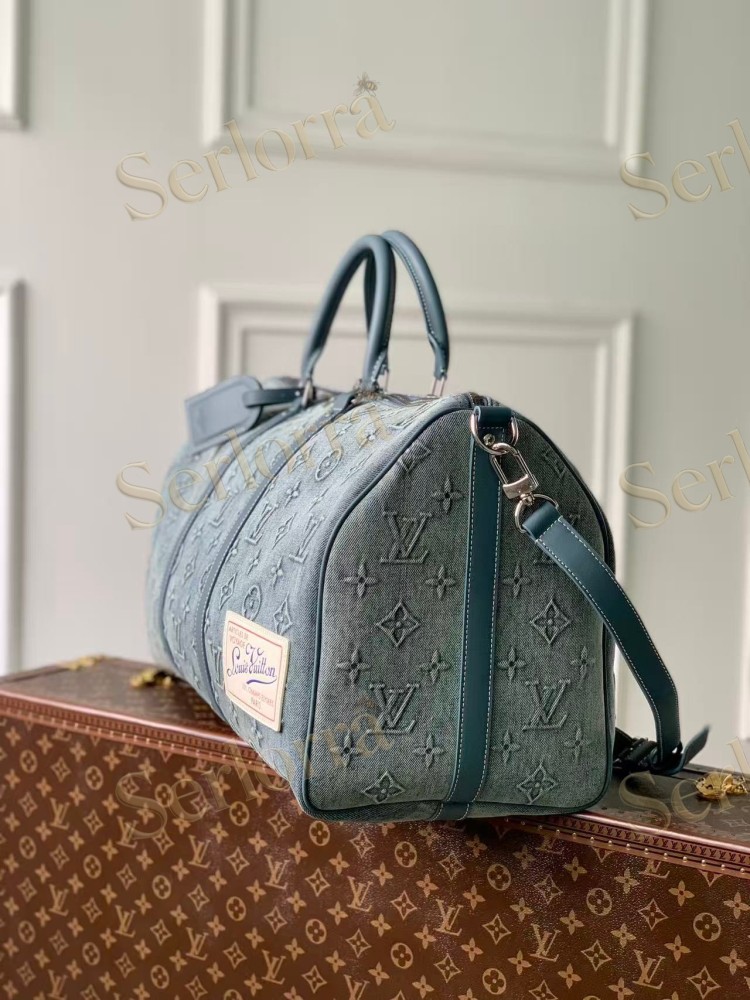 LOUIS VUITTON DENIM KEEPALL BANDOULIÈRE 50