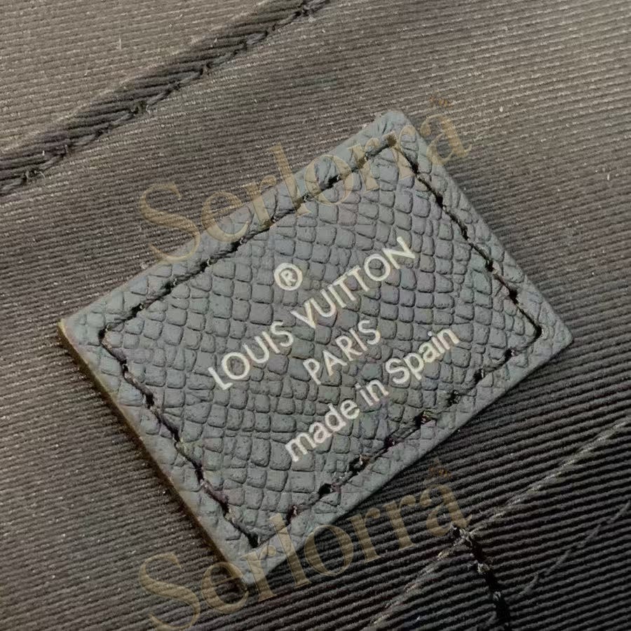 LOUIS VUITTON SHOULDER BAG BLACK GREY TAIGA RAMA MONOGRAM ECLIPSE