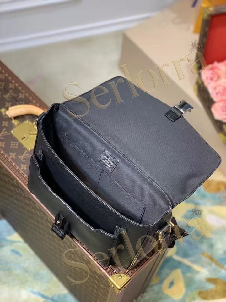 LOUIS VUITTON SHOULDER BAG BLACK GREY TAIGA RAMA MONOGRAM ECLIPSE