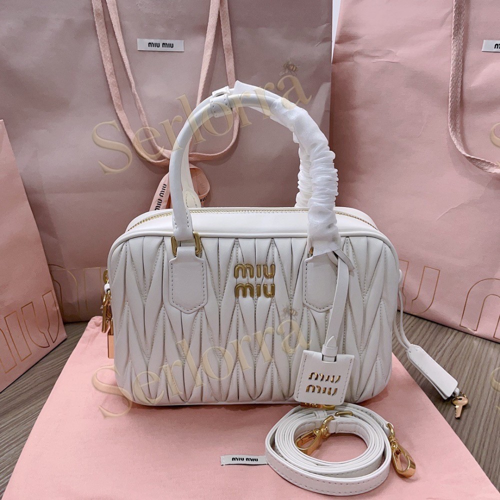 MIU MIU ARCADIE MATELASSÉ NAPPA LEATHER HANDBAG