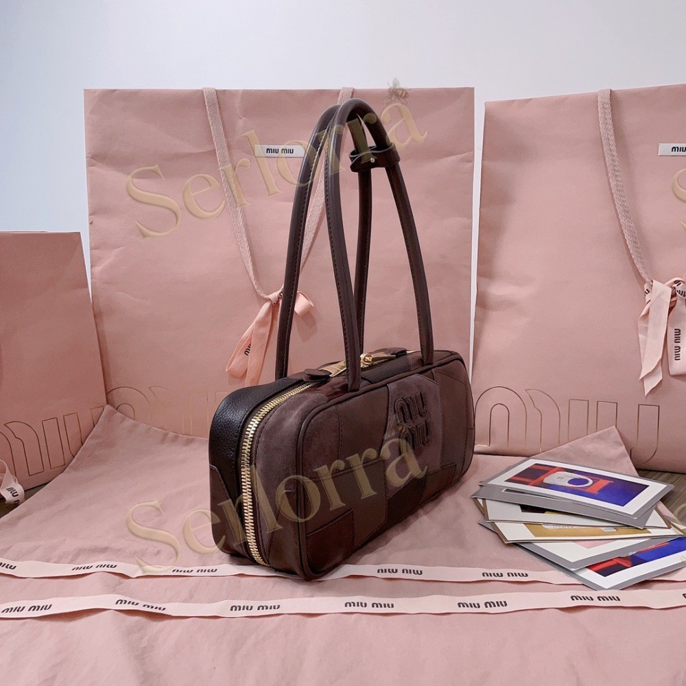MIU MIU BEAU LEATHER BRIAR WOOD PATCHWORK PATCHWORK BAG