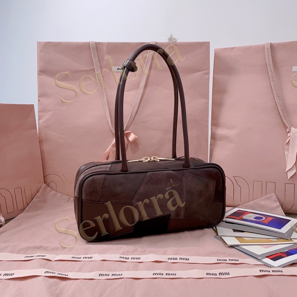 MIU MIU BEAU LEATHER BRIAR WOOD PATCHWORK PATCHWORK BAG