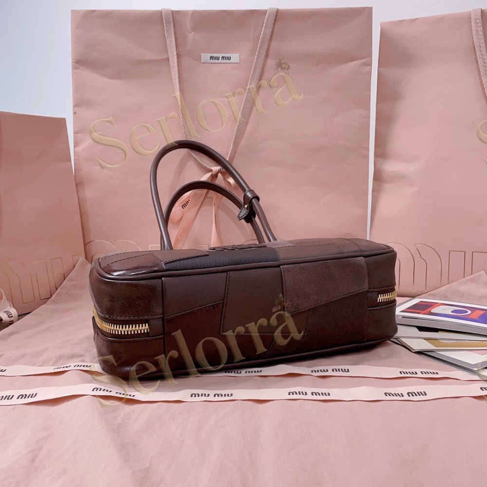 MIU MIU BEAU LEATHER BRIAR WOOD PATCHWORK PATCHWORK BAG