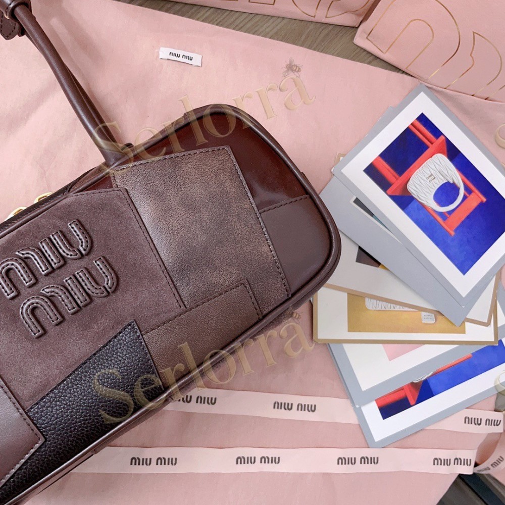 MIU MIU BEAU LEATHER BRIAR WOOD PATCHWORK PATCHWORK BAG