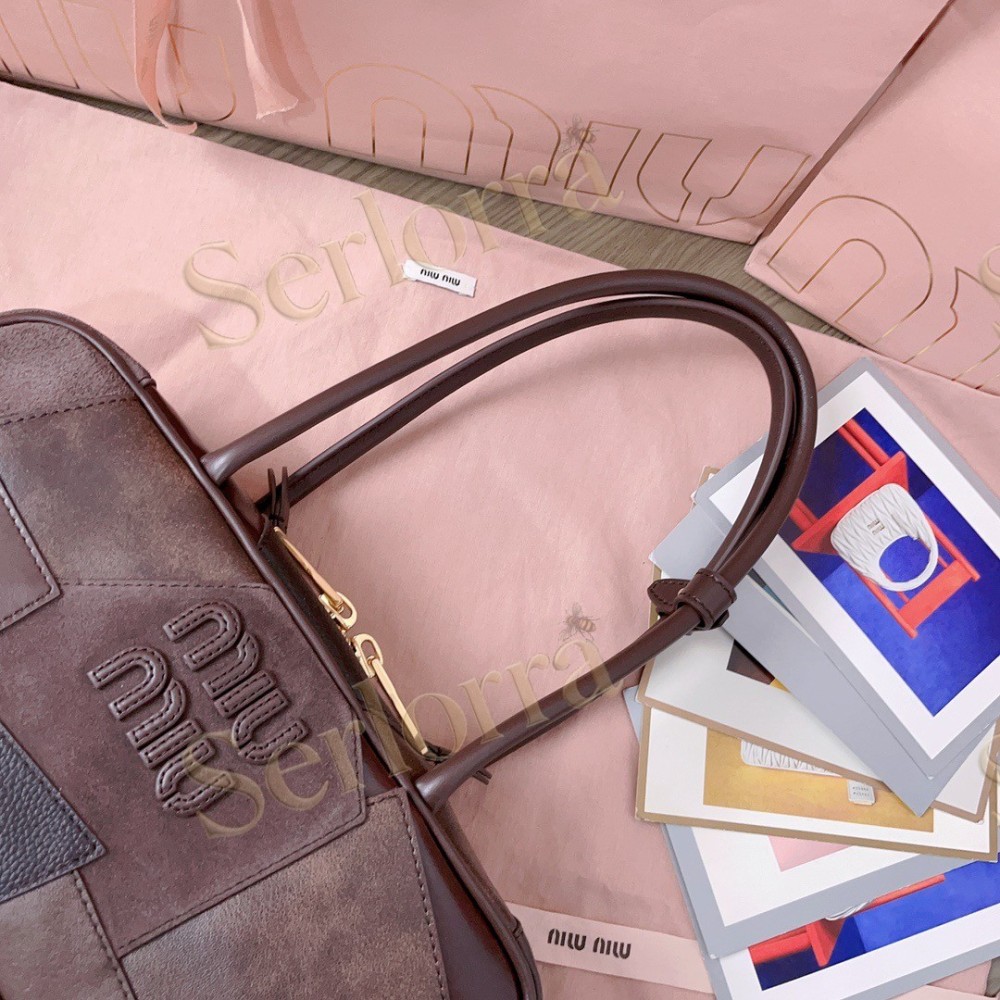MIU MIU BEAU LEATHER BRIAR WOOD PATCHWORK PATCHWORK BAG