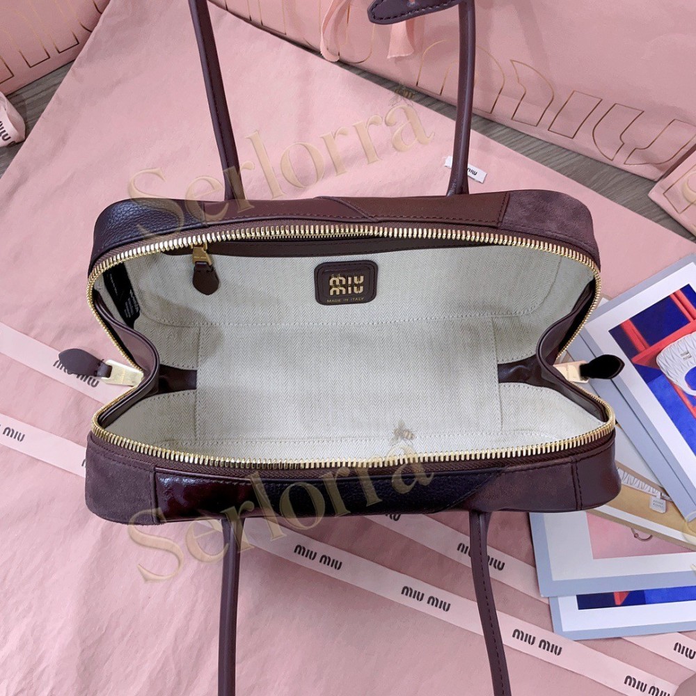 MIU MIU BEAU LEATHER BRIAR WOOD PATCHWORK PATCHWORK BAG