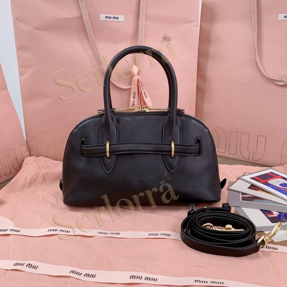 MIU MIU AVENTURE VINTAGE VEGETABLE-TANNED LAMBSKIN TOP-HANDLE BAG