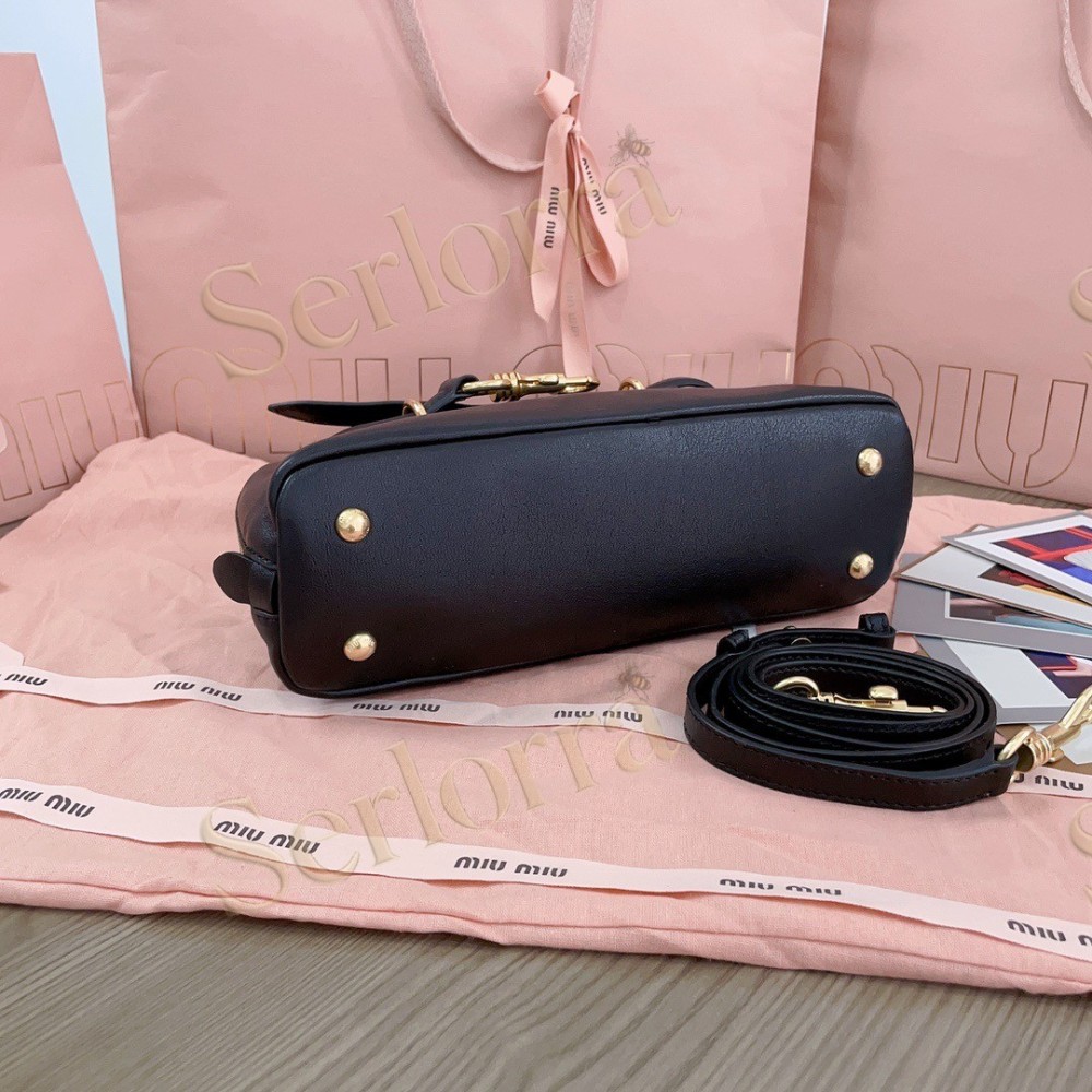 MIU MIU AVENTURE VINTAGE VEGETABLE-TANNED LAMBSKIN TOP-HANDLE BAG