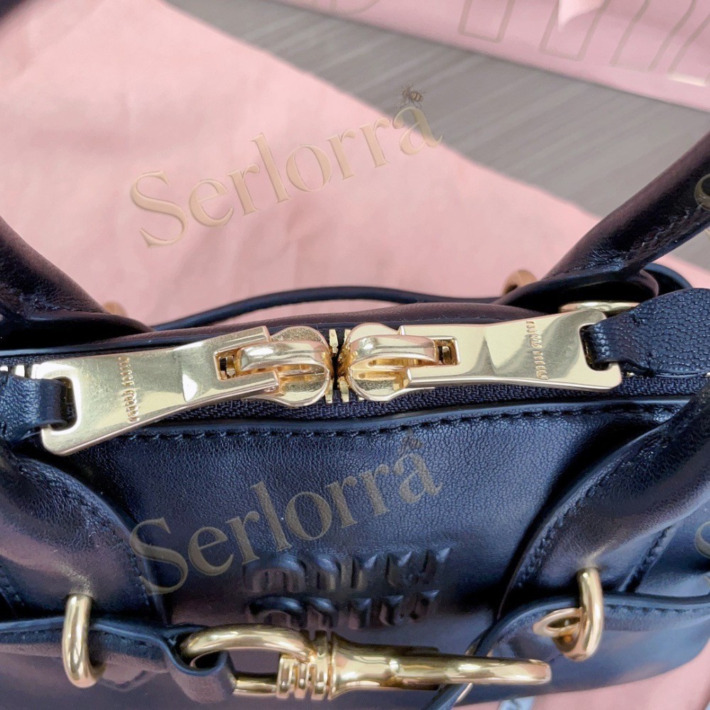 MIU MIU AVENTURE VINTAGE VEGETABLE-TANNED LAMBSKIN TOP-HANDLE BAG