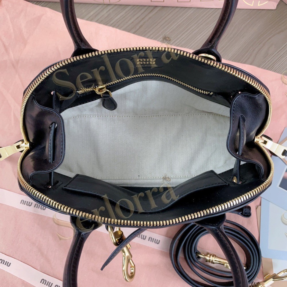 MIU MIU AVENTURE VINTAGE VEGETABLE-TANNED LAMBSKIN TOP-HANDLE BAG