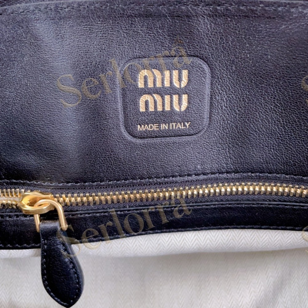 MIU MIU AVENTURE VINTAGE VEGETABLE-TANNED LAMBSKIN TOP-HANDLE BAG